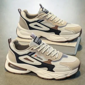 Lace up Thick Sole Fashion Men’s Dad Shoes Walking Style Shoes for Men Autumn Spring