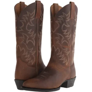 Large Size 38 48 Embroidered High Heels Men’s Wooden Root Mid Length Boots with European and American Style Western Denim Boots