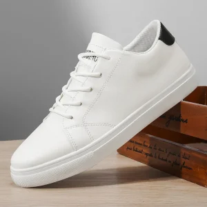Large Size 39-48 Comfortable Board Shoes Men’s Korean Style All Match White PU Upper PVC Outsole Leisure Sports