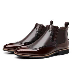 Large Size Korean Version Men’s Business Casual Dress Shoes Brock Color Matching Pointed Toe Height Oxfords Waterproof Feature