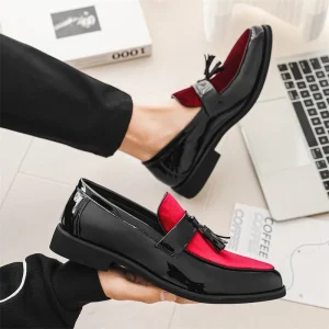 Large Size Men’s Formal Leather Loafers Closed Toe Office Dress Shoes Flat Slip On Feature Solid Design for Autumn Direct