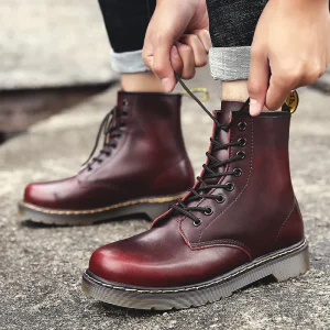 Leather Luxury Boots Custom Logo Men’s British Style Waterproof Non-slip Boots Leather Boots for Men