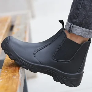 Leather Men Steel Toe Non Slip Work Boots Indestructible Shoes Safety Shoes Male Puncture Proof Work Sneakers