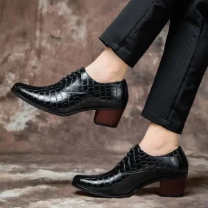 Leather Men’s Formal Leather Brown Men’s High Heel Fashion Dress Shoes