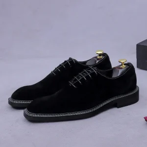 Leather Plus-size Men’s Shoes with British Style, Suede Finish, Matte Texture, Fashionable and Business-appropriate Formal Shoes