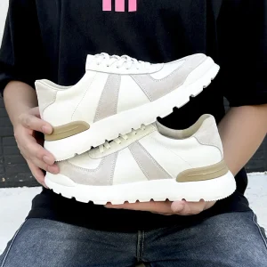 Light Weight Breathable Height Increase Lace-up Anti-slippery Genuine Leather Casual Sneakers 7CM Elevator Fashion Trend