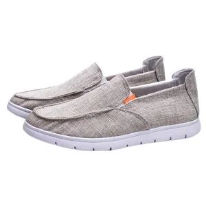 Light Weight Men Canvas Slip On Loafers Retro Printed Waterproof Breathable Walking Shoes for Spring Summer