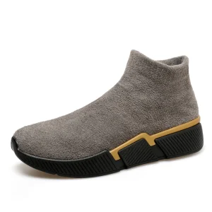Light Weight Men’s Winter Sock Shoes Middle Top Warm Furry Slip on Sneakers