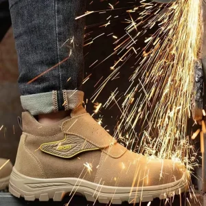 Lightweight Anti-static Electrical Shock-Resistant Steel Toe Leather Safety Shoes for Men’s Work Boots