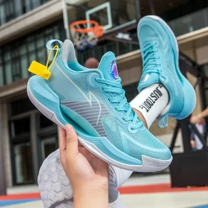 Lightweight Breathable Men’s Basketball Shoes Non-slip Shock Absorption Mesh Upper Durable Sports Sneakers for Outdoor Training