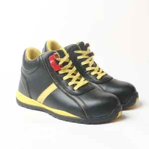 Lightweight Color Block Leather Safety Shoes Slip Resistant Comfort Padded Ankle Construction Protective Footwear