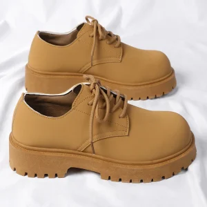 Lightweight Derby Shoes Low Top Thick Soled Big Toed Casual Shoes Breathable Mesh Lining Lace Up Closure Anti Odor Fabric