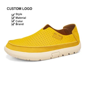 Lightweight Men’s Soft PU Leather Hollow-Out Loafers Comfortable Slip-On Walking Style Casual Shoes