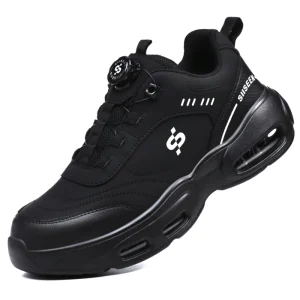 Lightweight Smart Buttoned Safety Shoes with Steel Toes Breathable and Shock absorbing Outdoor Work Shoes for Men