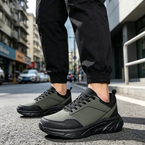 Low MOQ Men’s Breathable Mesh Upper Sports Shoes Lightweight Wear-Resistant Large Size Soft-soled Sneakers