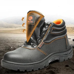 Low MOQ Promotional European UK Middle Ankle Labour Worker Safety Shoes With Iron Toe and Iron Plate