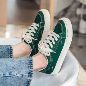 Low Price Quality Four Seasons New Thick Soled Canvas Men’s Shoes Red Sports Leisure Lace Up Walking Shoes