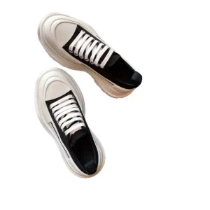 Low Top Canvas Shoes Thick Soled Heightening Strap Small White Round Toe Men’s Women’s Summer Casual Shoes