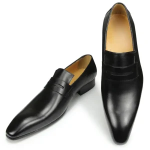 Luxury Brand Men’s Casual Leather Loafers Shoes Breathable Spring Summer Comfortable Slip On Pointed Toe Handmade Office Party