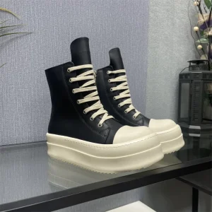 Luxury Brand Owens Designer Men’s Genuine Leather High Shoes Thick Sole and Zipper Height-Increasing Lace-Up Winter Boots Shoes