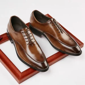 Luxury British Style Oxford Genuine Leather Men’s Lace-up Dress Shoes Big Size Party Formal Office
