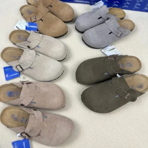 Luxury Clogs Unisex Genuine Cowhide Closed Toe Sandals Cork Sole Slip on Comfort for Spring Outdoor Mules