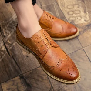 Luxury Men Shoes Casual PU Leather Fashion Trendy Black Blue Brown Flat Shoes for Men Business Dress