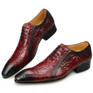 Luxury Men’s Business Shoes Oxford Hand Painted Printed Genuine Leather Rubber PU Office Wedding Shoes Black Brown Autumn Winter