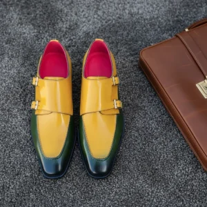 Luxury Men’s Double Buckle Strap Monk Shoes Metal Buckles Suitable for Business Office Wedding and Party Occasions
