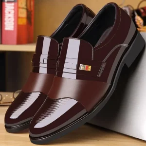 Luxury Men’s Dress Shoes Autumn Winter Wedding Formal Office Slip ons Waterproof Breathable Summer Hollow Rubber Insole