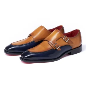 Luxury Men’s Genuine Cow Leather Oxfords Square Toe Buckle Strap Wedding Party Shoes