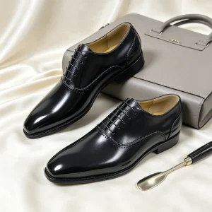 Luxury Men’s Genuine Leather Oxford Shoes Business Formal Wedding Shoes Soft Lace-up Square Toe Premium Quality