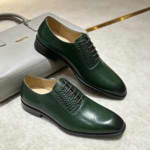 Luxury Men’s Leather Dress Shoes Genuine Leather Lace-Up Casual Oxford Dress Shoes for Wedding Office Formal Use