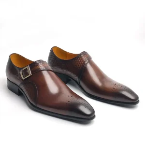 Luxury Men’s Oxford Leather Dress Shoes Comfortable Lace-Up Casual Business and Wedding Party Loafers for Office and Carving