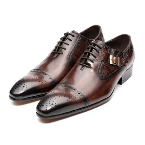 Luxury Men’s Wedding Dress Oxfords Handmade Genuine Leather Pointed Business Casual Lace-up Shoes Height Increasing