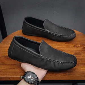 M002 Men’s Leather Slip-On Loafers, Driving Loafers, Casual Penny Loafers
