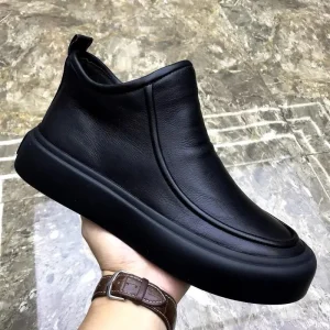 M012 Men’s Handmade Business Casual Leather Shoes Retro Soft Leather Slip-On Shoes Breathable Casual Walking Shoes