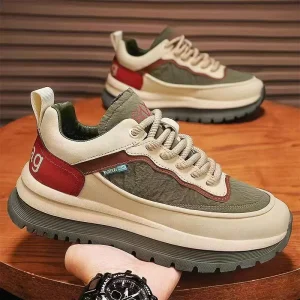 M6300 Thick soled Men’s Travel Shoes Spring Autumn Black Waterproof Leather Work Shoes Men’s Running Shoes Non slip Sports Shoes