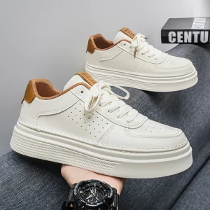 M8668 New Breathable Men’s White Shoes Trendy Versatile Thick Soled Height Increasing Simple and Wear-resistant Sports Shoes