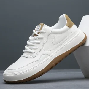 MK02 New Spring Men’s Shoes Versatile White Sneakers Breathable Casual Leather Shoes Waterproof Casual Sneakers