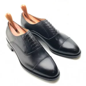 MOX46 Captoe Men’s Business Formal Wedding Shoes Handmade Full Grain Calf Leather Breathable Outsole Oxford Goodyear Welted