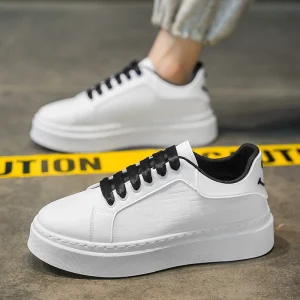 MQ07 Spring New Arrival Breathable White Casual Shoes Korean Style Trendy Lace up Skate Shoes Thick soled Men’s Athletic Shoes