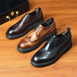 Make Your Own LOGO Luxury Genuine Leather Italian Dress Shoes Oxford Men’s Business High Heels Black Wedding Spring Summer