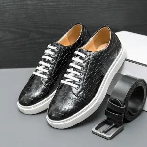 Man Leather Shoes Men’s Casual Dress Shoes All match Casual Shoes Shock absorbing Non slip Breathable Horseshoe Heel Footwear