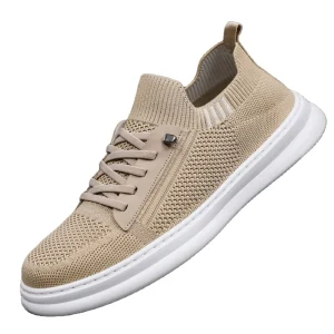 Manufacturer Comfortable Fly Knit Autumn Sports Shoes Lace Up Soft Soled PVC Men’s Casual Running Shoes