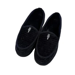 Matty Boy Silver Dagger Slip-On Loafers Men Women for Style Black Corduroy Casual Flat Office Career Genuine