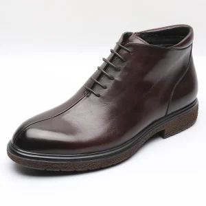 Men Ankle Boots Genuine Leather Boot Side Lace up Mens Leather Boot Men Shoes