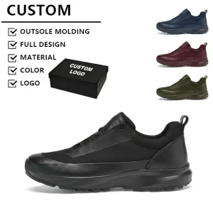 Men Black Walking Sneakers Leather Mesh Casual Shoes Breathable Lightweight Anti Slip Comfortable MD Outsole