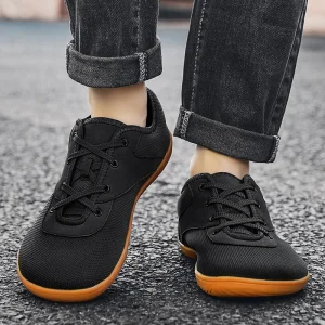 Men Breathable Flat Sole Lightweight Lace Up Minimalist Barefoot Foot Shape Walking Shoes Wide Toe Box Spring Summer Autumn