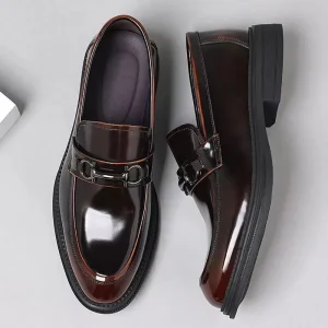 Men British Style Leather Men Men High end Business Leather Shoes Leather Shoes a Slip on Handsome Wedding Shoes
